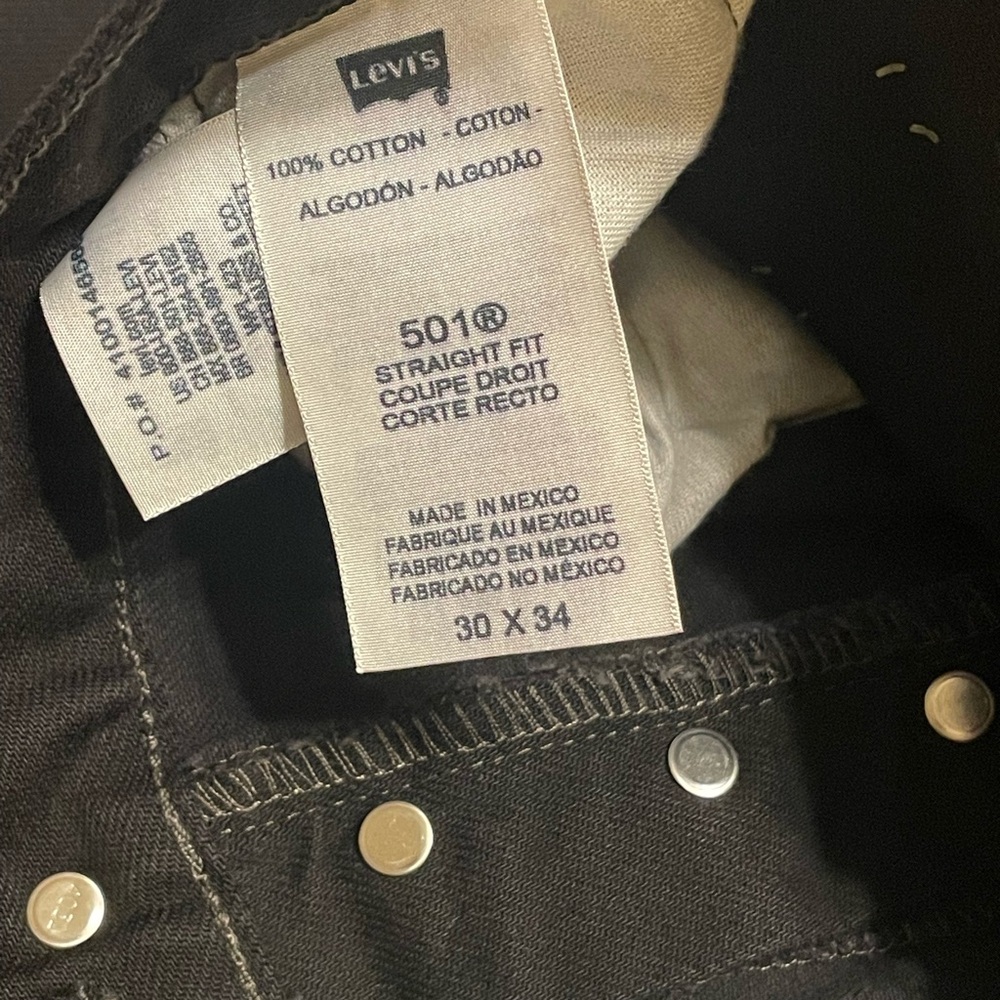 Levi's Men's Straight Black Denim Jeans - Picture 9 of 9